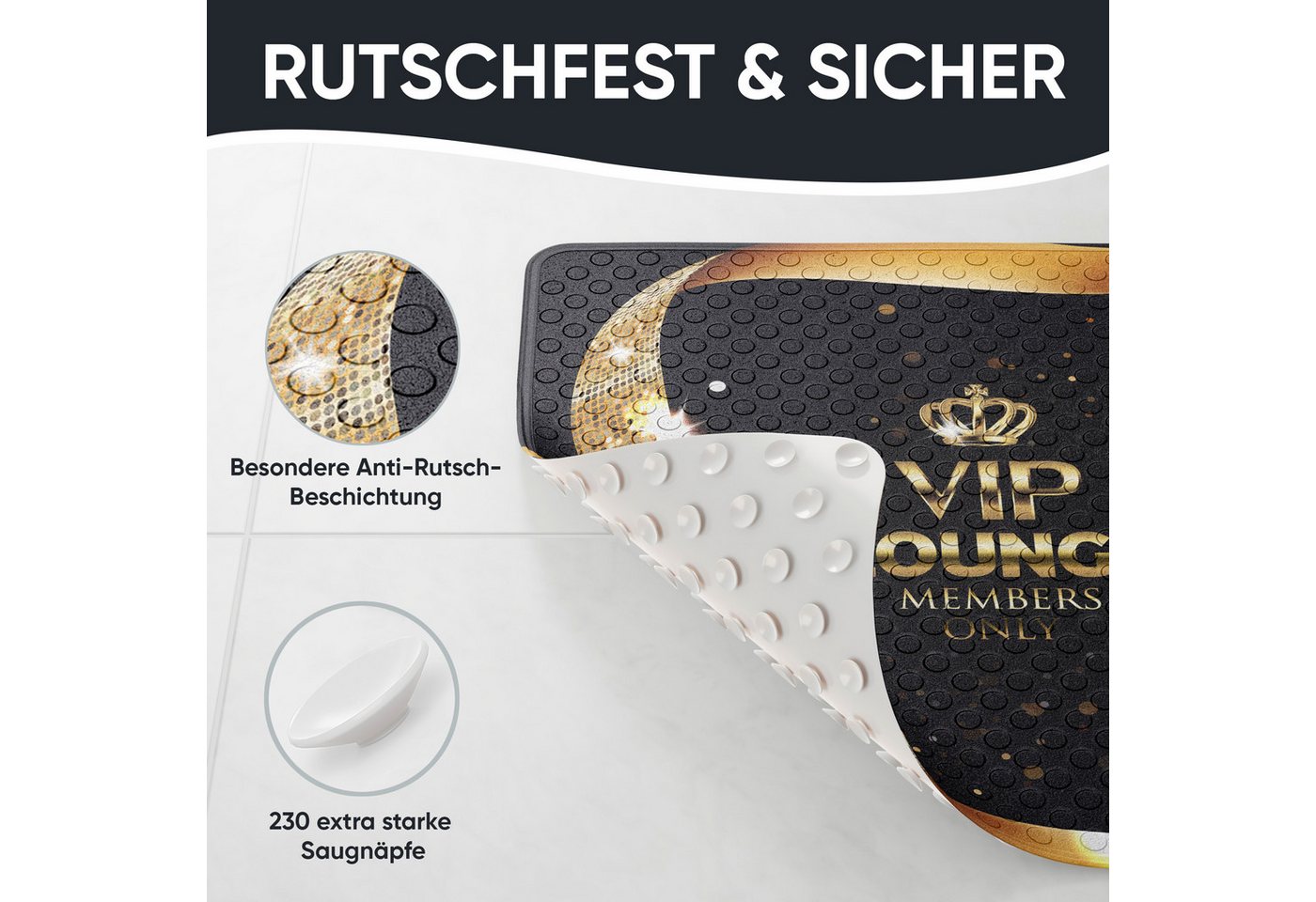 Sanilo Duschmatte mit Motiv, viele schöne Badematten zur Auswahl, rutschfeste & sichere Badematte, hochwertig, Kunststoff PVC, quadratisch, 230 extra starke Sau – Bild 4 von 5