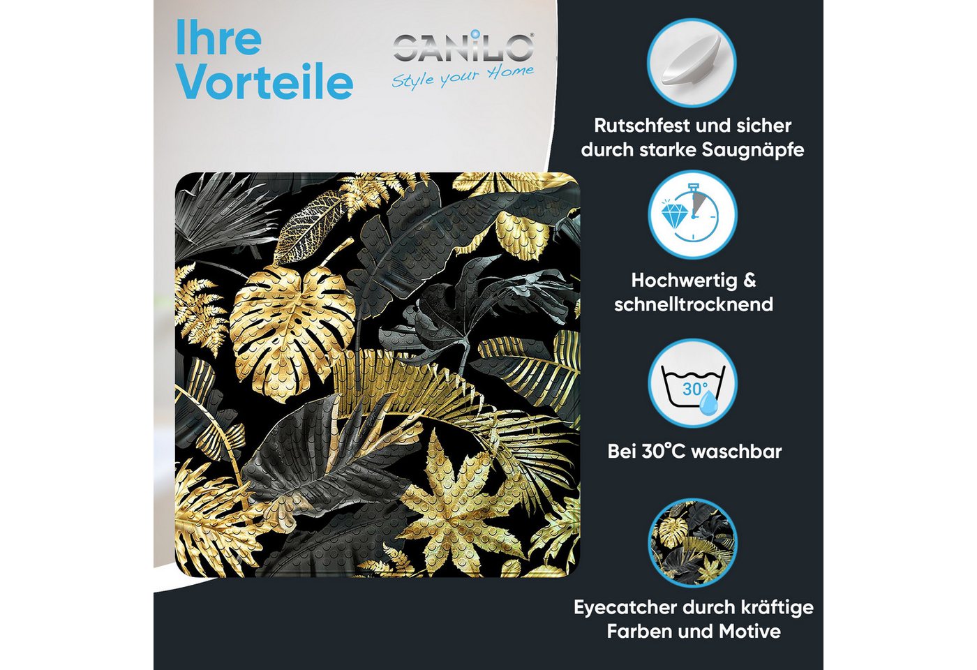 Sanilo Duschmatte mit Motiv, viele schöne Badematten zur Auswahl, rutschfeste & sichere Badematte, hochwertig, Kunststoff PVC, quadratisch, 230 extra starke Sau – Bild 2 von 5