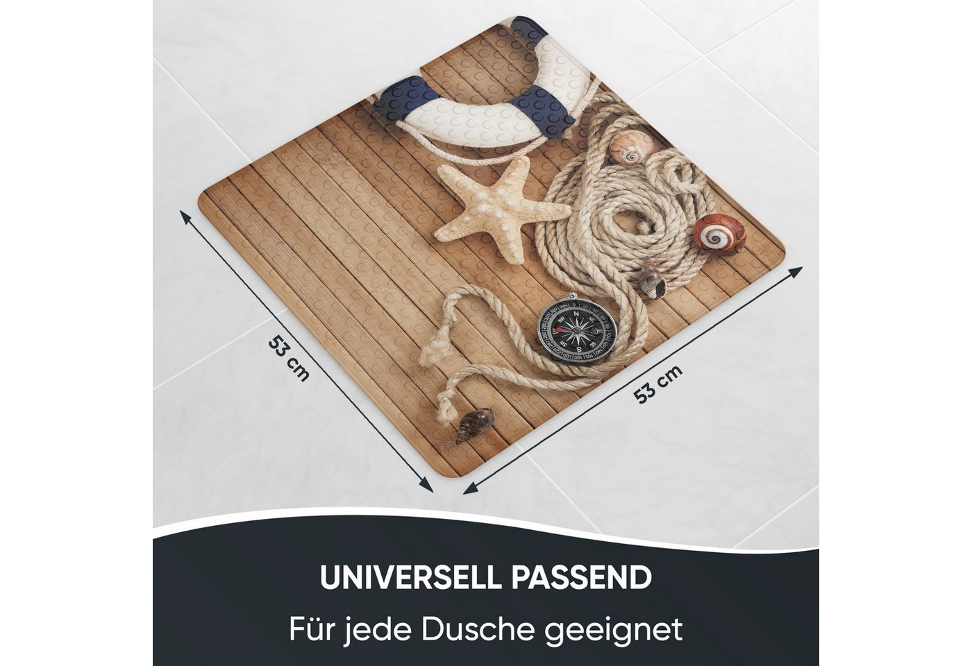 Sanilo Duschmatte mit Motiv, viele schöne Badematten zur Auswahl, rutschfeste & sichere Badematte, hochwertig, Kunststoff PVC, quadratisch, 230 extra starke Sau – Bild 3 von 5