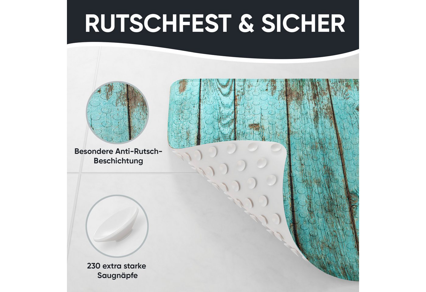 Sanilo Duschmatte mit Motiv, viele schöne Badematten zur Auswahl, rutschfeste & sichere Badematte, hochwertig, Kunststoff PVC, quadratisch, 230 extra starke Sau – Bild 4 von 5