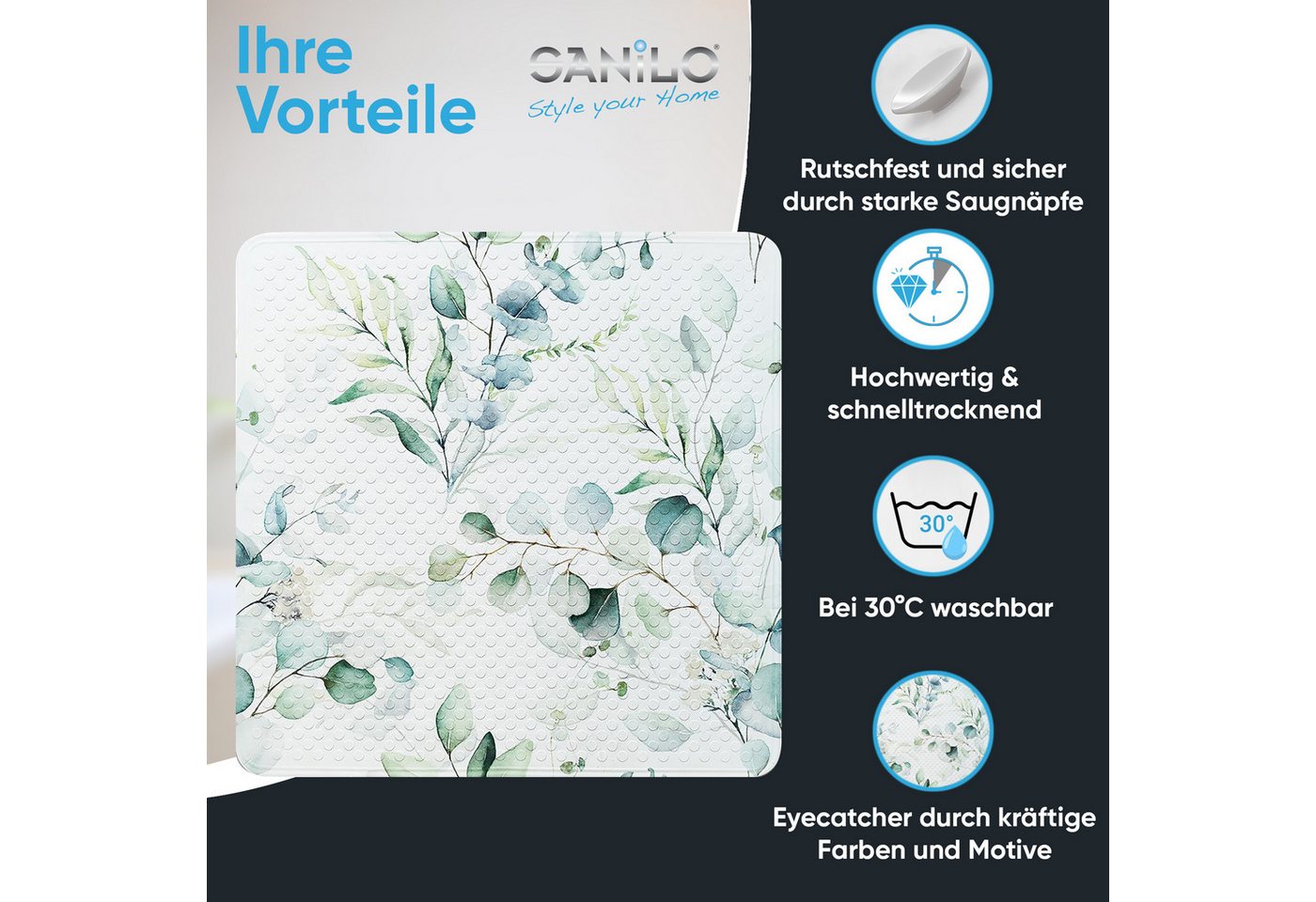 Sanilo Duschmatte mit Motiv, viele schöne Badematten zur Auswahl, rutschfeste & sichere Badematte, hochwertig, Kunststoff PVC, quadratisch, 230 extra starke Sau – Bild 2 von 5