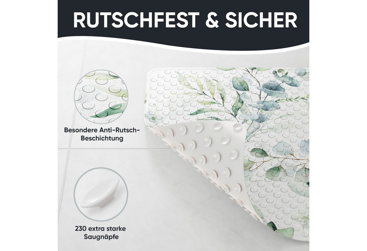 Sanilo Duschmatte mit Motiv, viele schöne Badematten zur Auswahl, rutschfeste & sichere Badematte, hochwertig, Kunststoff PVC, quadratisch, 230 extra starke Sau – Bild 4 von 5