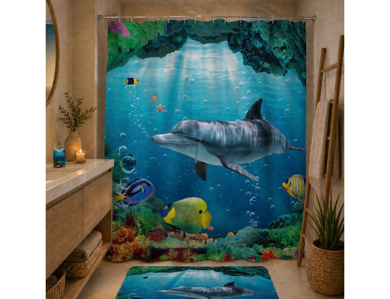 Sanilo Duschvorhang 180 x 200 cm, viele schöne Duschvorhänge zur Auswahl Breite 180 cm, 100% wasserdicht, Anti-Schimmel-Effekt, hochwertige Qualität – Bild 2 von 5