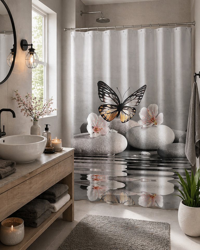 Sanilo Duschvorhang 180 x 200 cm, viele schöne Duschvorhänge zur Auswahl Breite 180 cm, 100% wasserdicht, Anti-Schimmel-Effekt, hochwertige Qualität – Bild 3 von 5