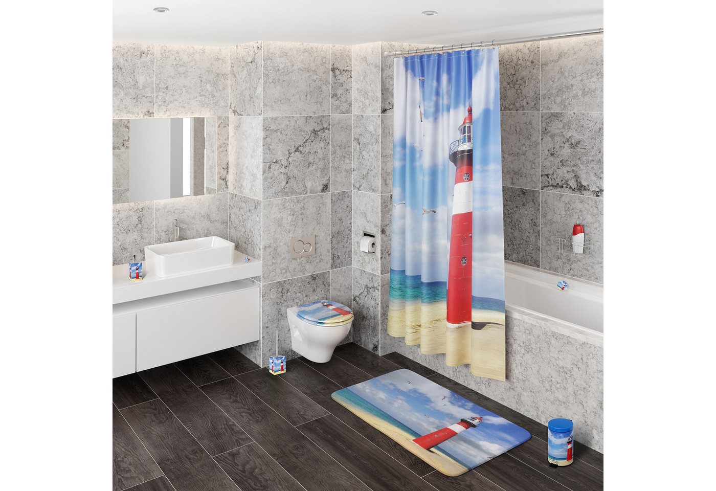 Sanilo Duschvorhang 180 x 200 cm, viele schöne Duschvorhänge zur Auswahl Breite 180 cm, 100% wasserdicht, Anti-Schimmel-Effekt, hochwertige Qualität – Bild 4 von 5