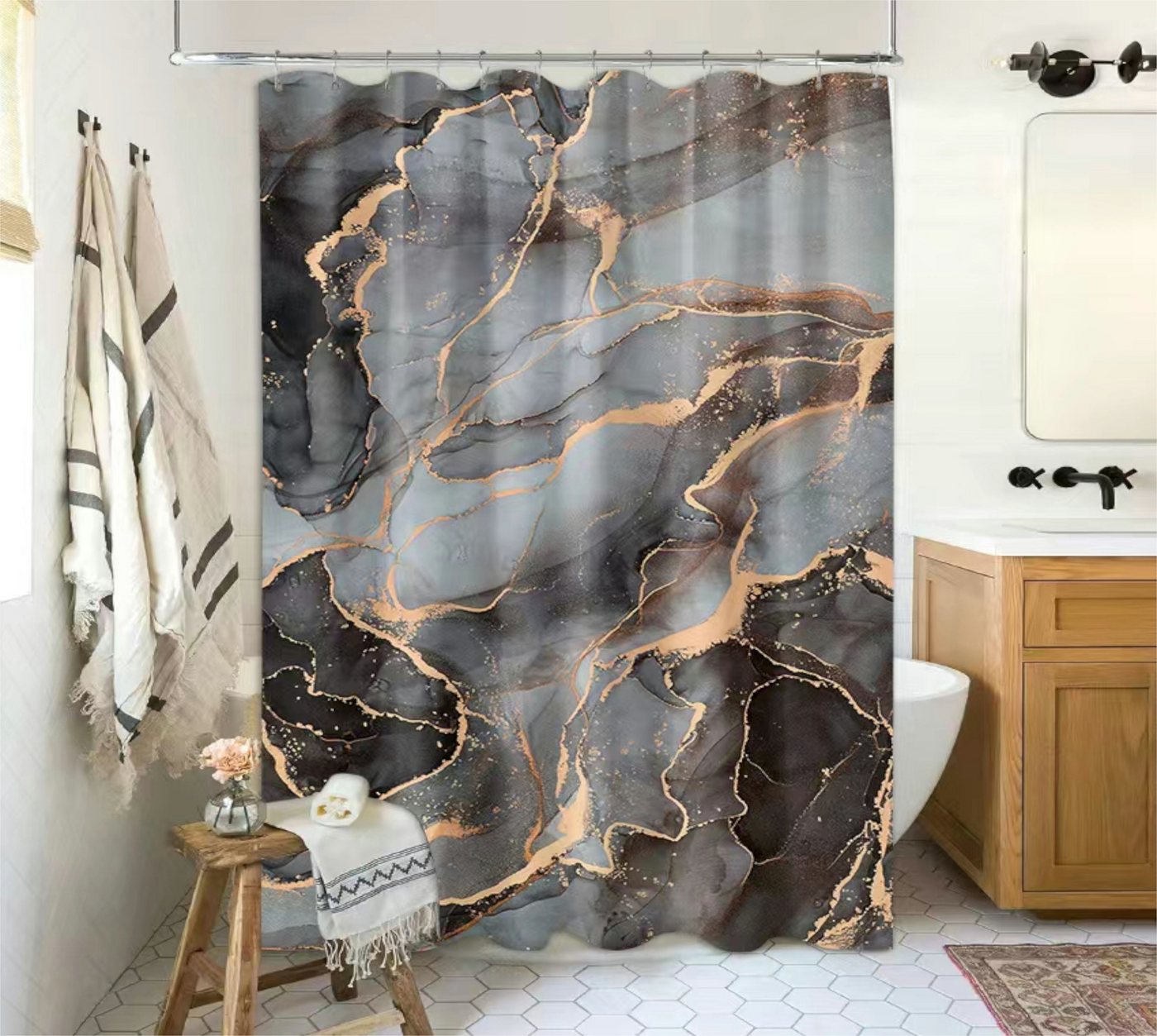 Sanilo Duschvorhang 180 x 200 cm, viele schöne Duschvorhänge zur Auswahl Breite 180 cm, 100% wasserdicht, Anti-Schimmel-Effekt, hochwertige Qualität – Bild 3 von 5
