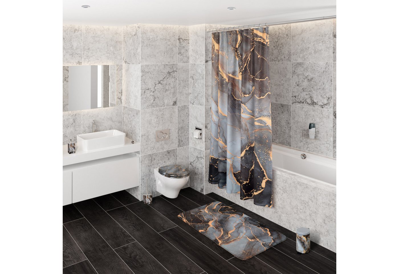 Sanilo Duschvorhang 180 x 200 cm, viele schöne Duschvorhänge zur Auswahl Breite 180 cm, 100% wasserdicht, Anti-Schimmel-Effekt, hochwertige Qualität – Bild 4 von 5