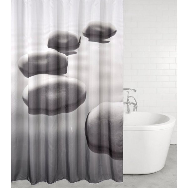 Sanilo Duschvorhang Black Stones 180 x 200 cm, 100% wasserdicht, Anti-Schimmel-Effekt, hochwertige Qualität