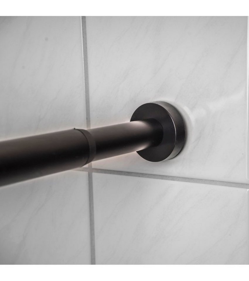 Sanilo Duschvorhangstange 90 - 160 cm oder 120 - 220 cm in schwarz, gold, weiß, chrom, Ø 28 mm, ausziehbar, Klemmstange, geklemmt, Aluminium, einfache Montage o – Bild 4 von 5
