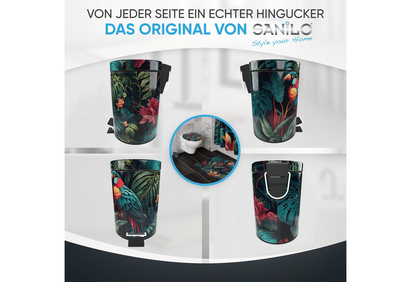 Sanilo Kosmetikeimer mit Motiv, viele schöne Bad Mülleimer zur Auswahl, 3 Liter, Abfalleimer mit Absenkautomatik & Innenbehälter – Bild 4 von 5