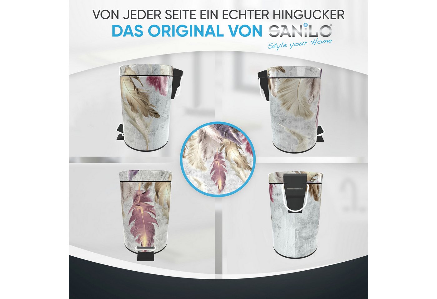 Sanilo Kosmetikeimer mit Motiv, viele schöne Bad Mülleimer zur Auswahl, 3 Liter, Abfalleimer mit Absenkautomatik & Innenbehälter – Bild 5 von 5