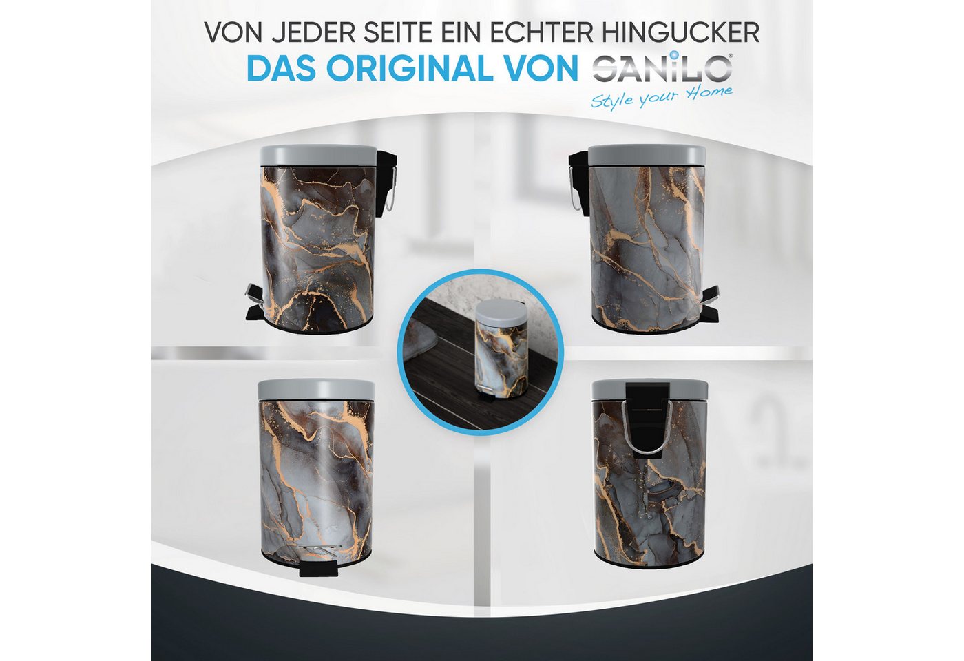 Sanilo Kosmetikeimer mit Motiv, viele schöne Bad Mülleimer zur Auswahl, 3 Liter, Abfalleimer mit Absenkautomatik & Innenbehälter – Bild 4 von 5