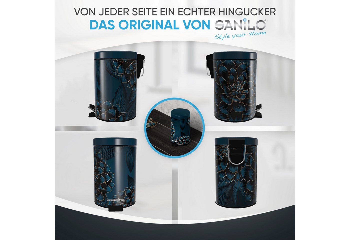 Sanilo Kosmetikeimer mit Motiv, viele schöne Bad Mülleimer zur Auswahl, 3 Liter, Abfalleimer mit Absenkautomatik & Innenbehälter – Bild 4 von 5
