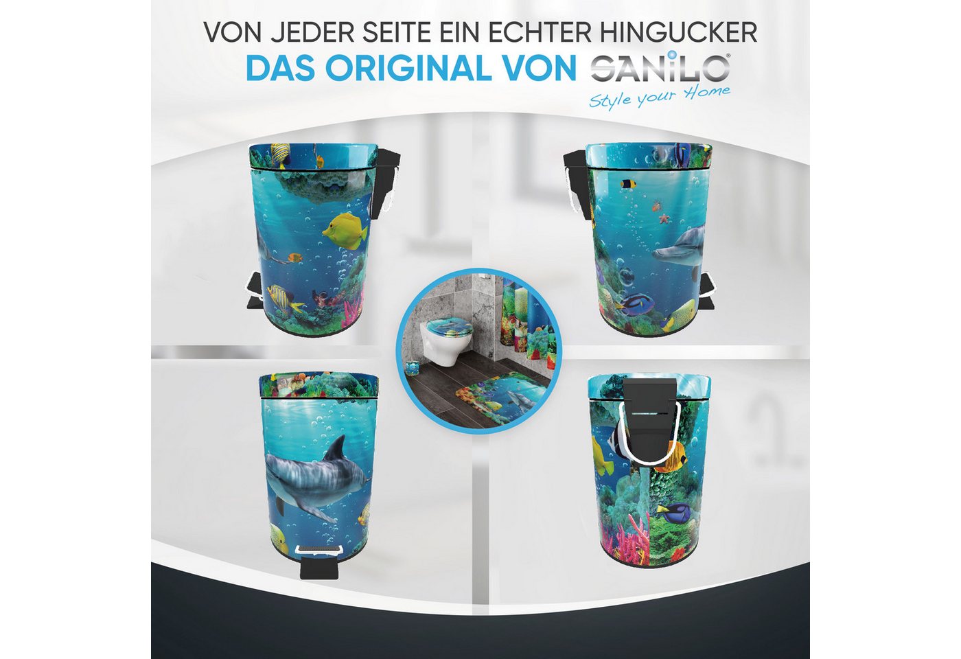 Sanilo Kosmetikeimer mit Motiv, viele schöne Bad Mülleimer zur Auswahl, 3 Liter, Abfalleimer mit Absenkautomatik & Innenbehälter – Bild 4 von 5