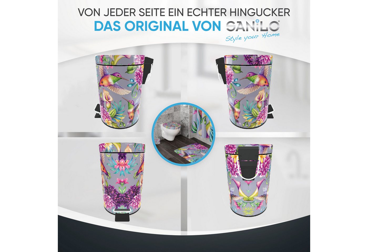 Sanilo Kosmetikeimer mit Motiv, viele schöne Bad Mülleimer zur Auswahl, 3 Liter, Abfalleimer mit Absenkautomatik & Innenbehälter – Bild 4 von 5