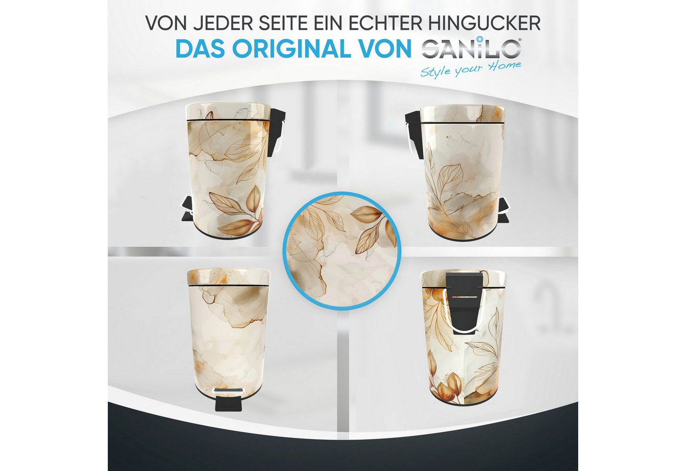 Sanilo Kosmetikeimer mit Motiv, viele schöne Bad Mülleimer zur Auswahl, 3 Liter, Abfalleimer mit Absenkautomatik & Innenbehälter – Bild 4 von 4