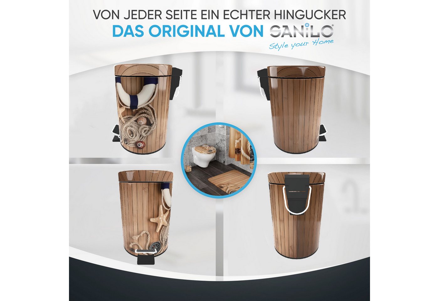 Sanilo Kosmetikeimer mit Motiv, viele schöne Bad Mülleimer zur Auswahl, 3 Liter, Abfalleimer mit Absenkautomatik & Innenbehälter – Bild 4 von 5