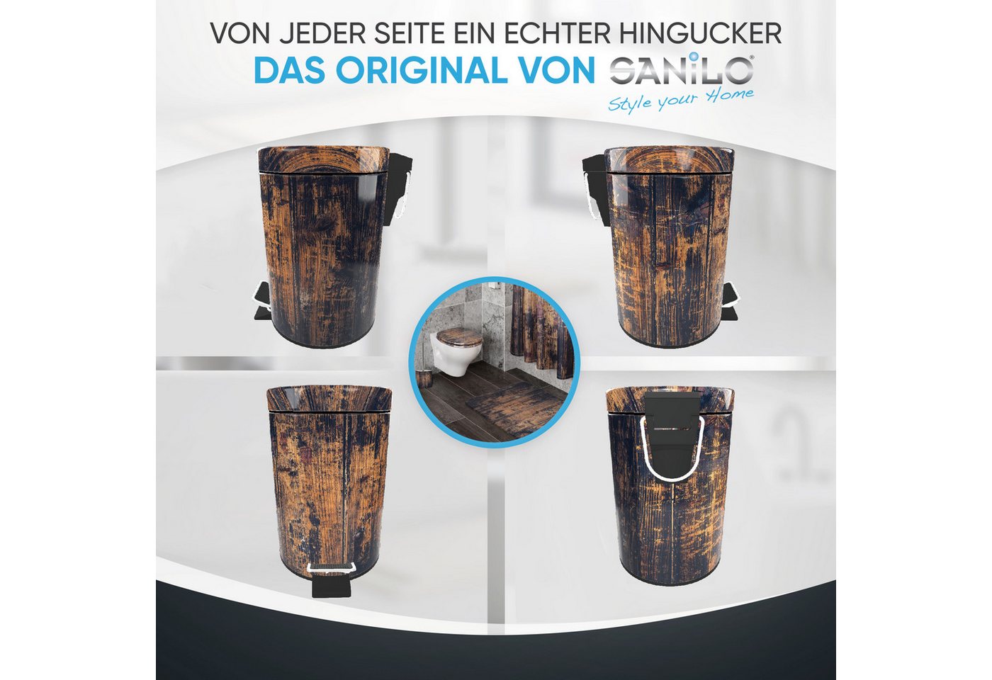 Sanilo Kosmetikeimer Vintage, 3 Liter, Bad Mülleimer mit Absenkautomatik & Innenbehälter – Bild 4 von 5