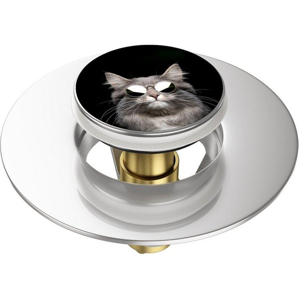 Sanilo Waschbeckenstöpsel Pop-Up Cool Cat, hochwertig, universell, mit Motiv, 100% wasserdicht
