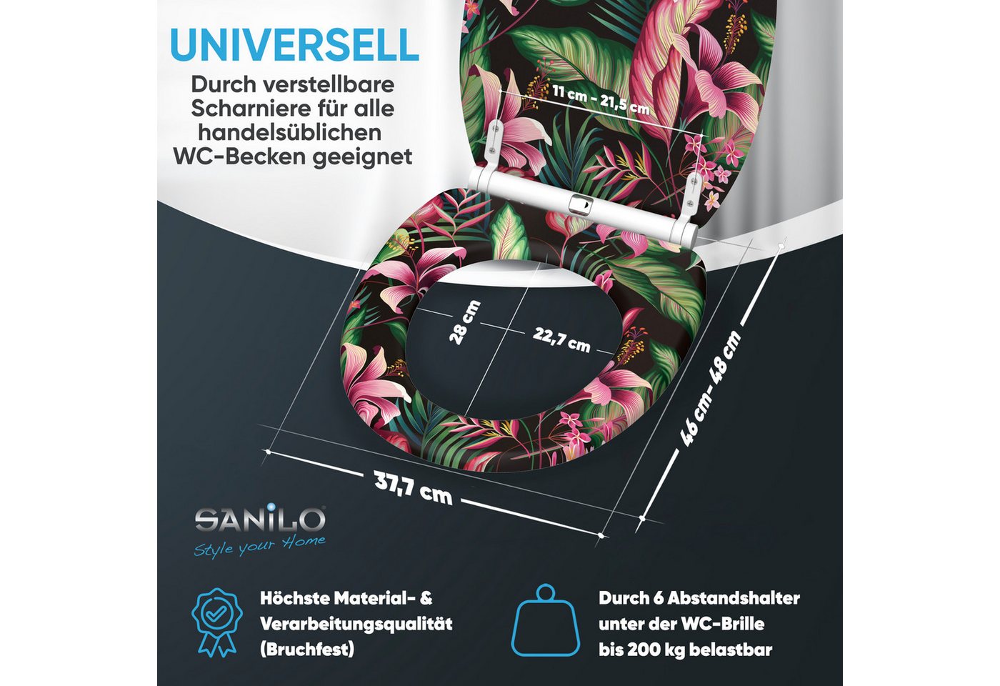 Sanilo WC-Sitz Bali mit Absenkautomatik & Quick Release, hochwertig, abnehmbar, leichte Montage von oben, mit Schraubenzieher – Bild 4 von 5