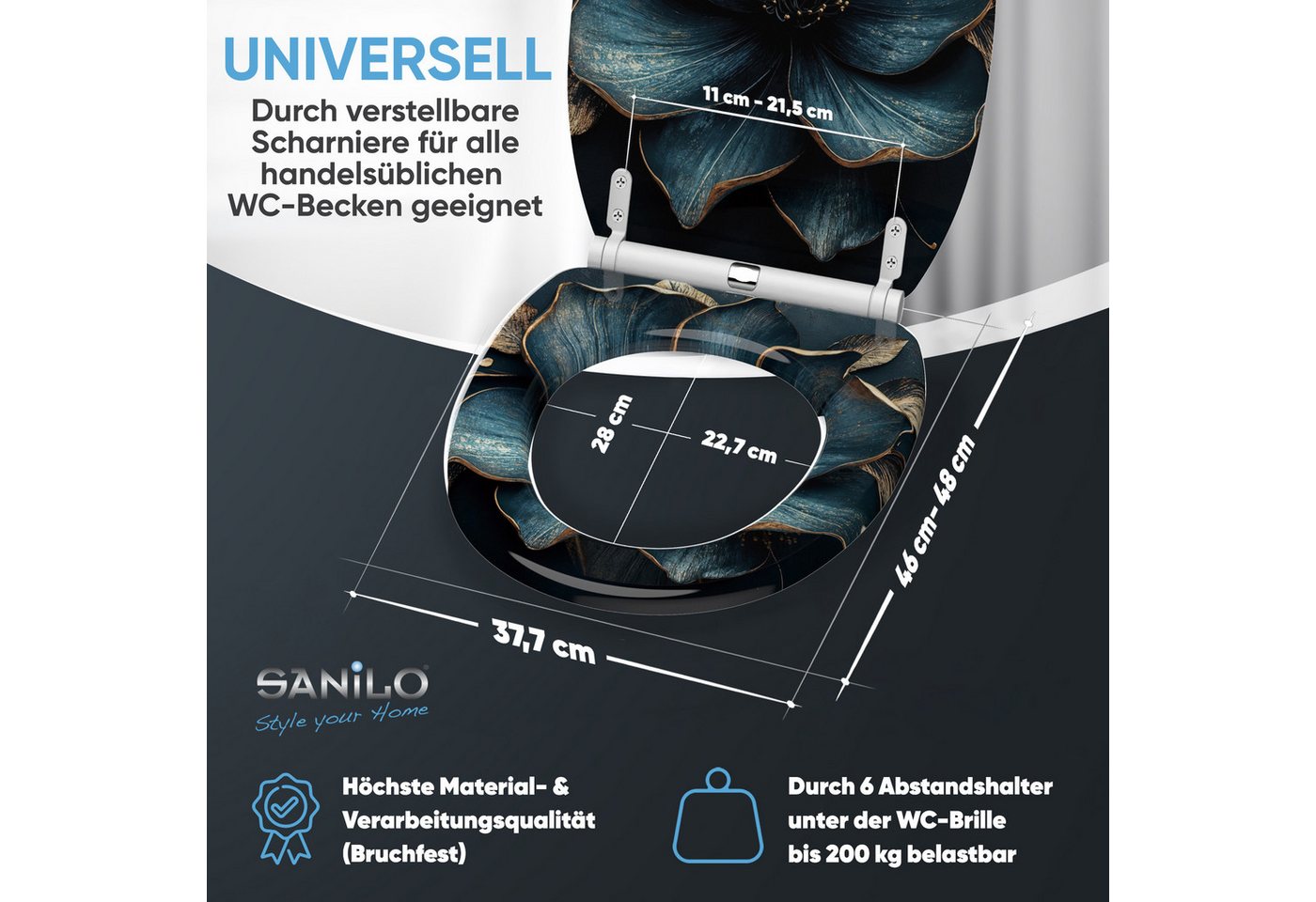 Sanilo WC-Sitz Bellezza mit Absenkautomatik & Quick Release, hochwertig, abnehmbar, leichte Montage von oben, mit Schraubenzieher – Bild 4 von 5