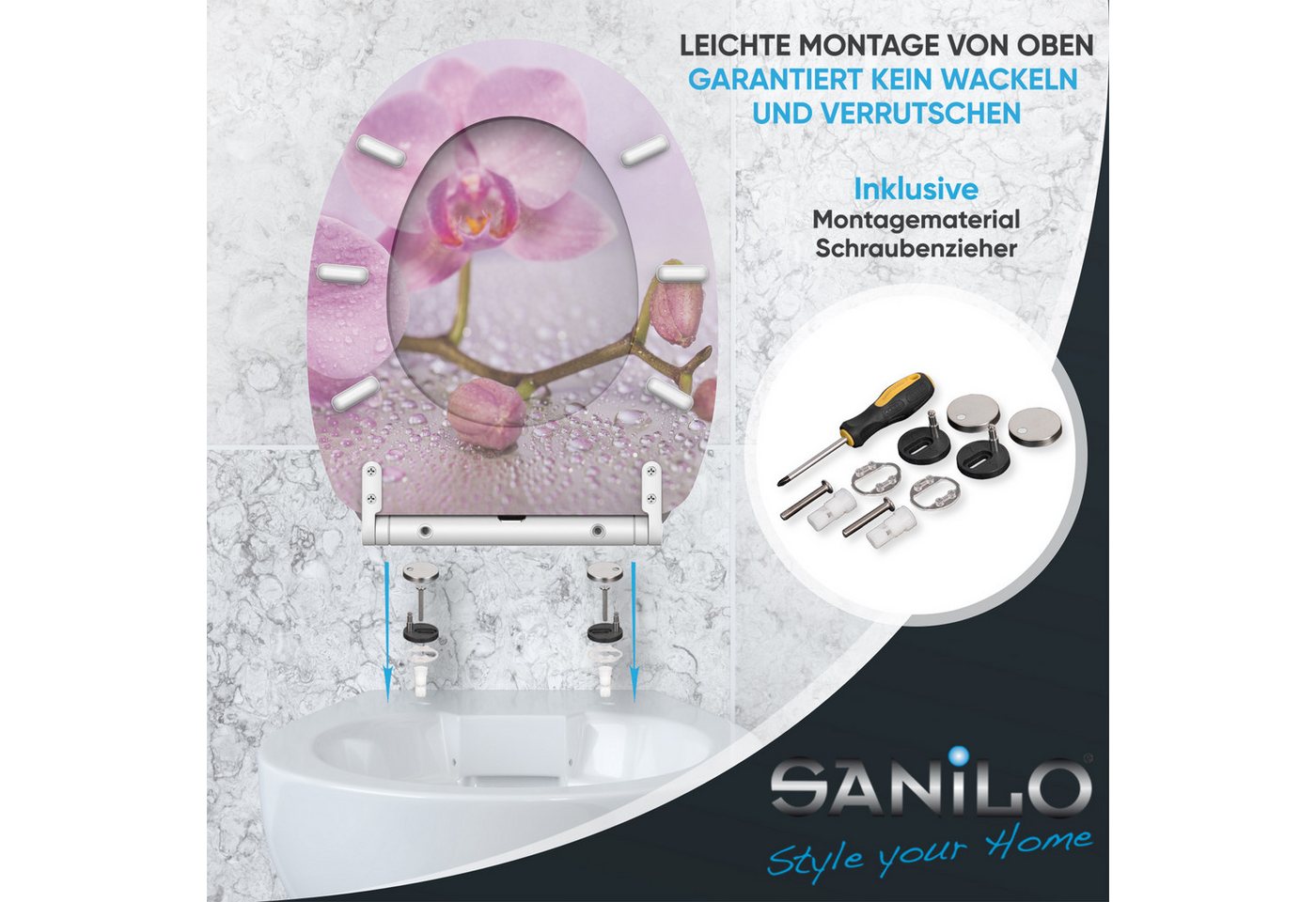 Sanilo WC-Sitz Blooming mit Absenkautomatik & Quick Release, Premium Toilettendeckel, abnehmbar, leichte Montage von oben – Bild 5 von 5