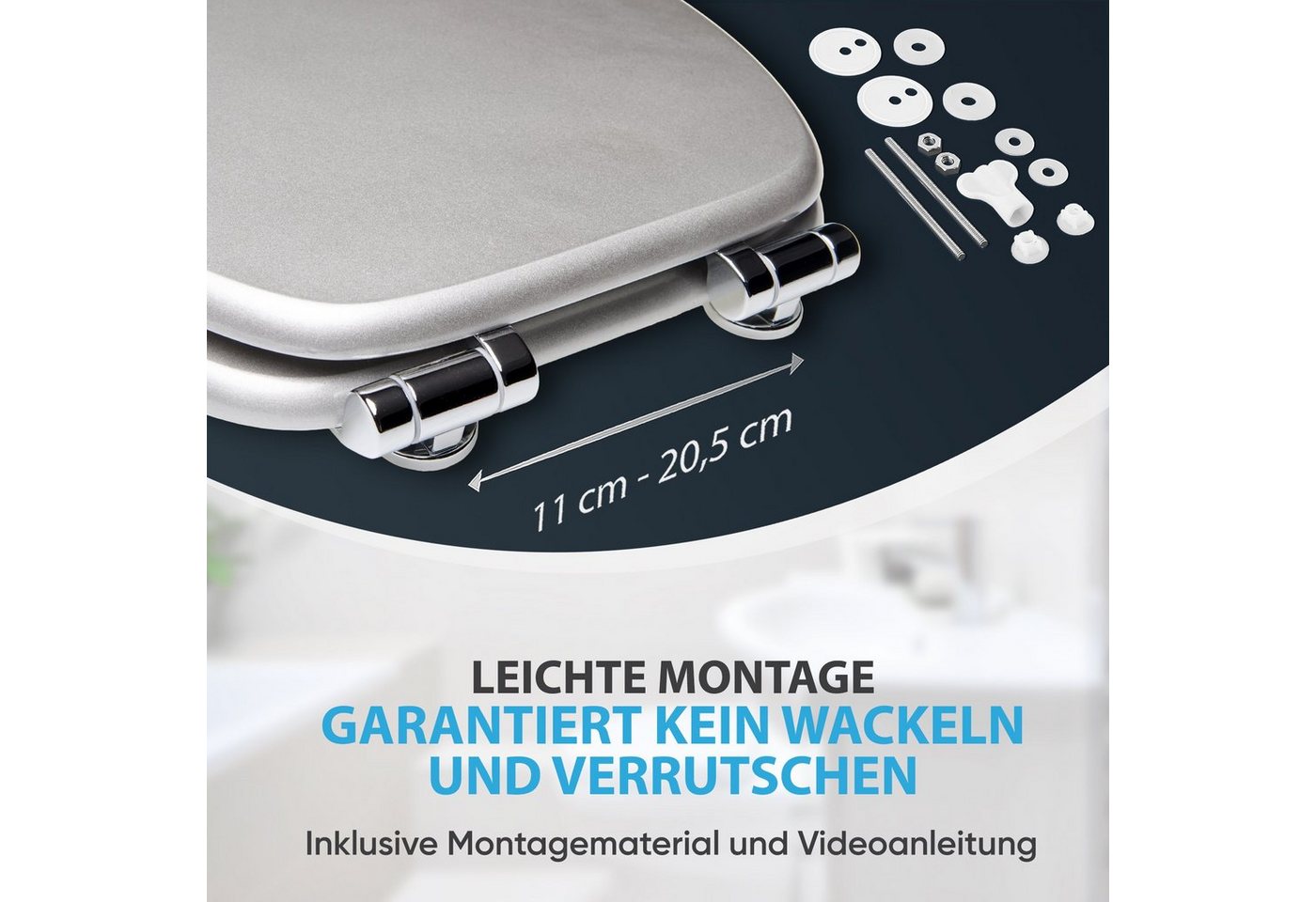 Sanilo WC-Sitz Glitzer mit Absenkautomatik & Quick Release, hochwertig & modern mit Motiv, universell, leichte Montage – Bild 5 von 5