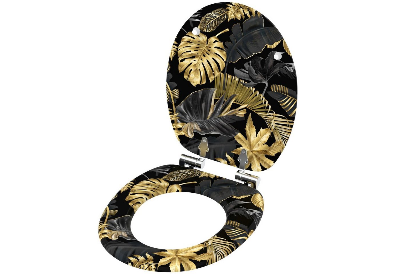 Sanilo WC-Sitz Golden Leaves, universell, leichte Montage, hochwertig & modern – Bild 3 von 5