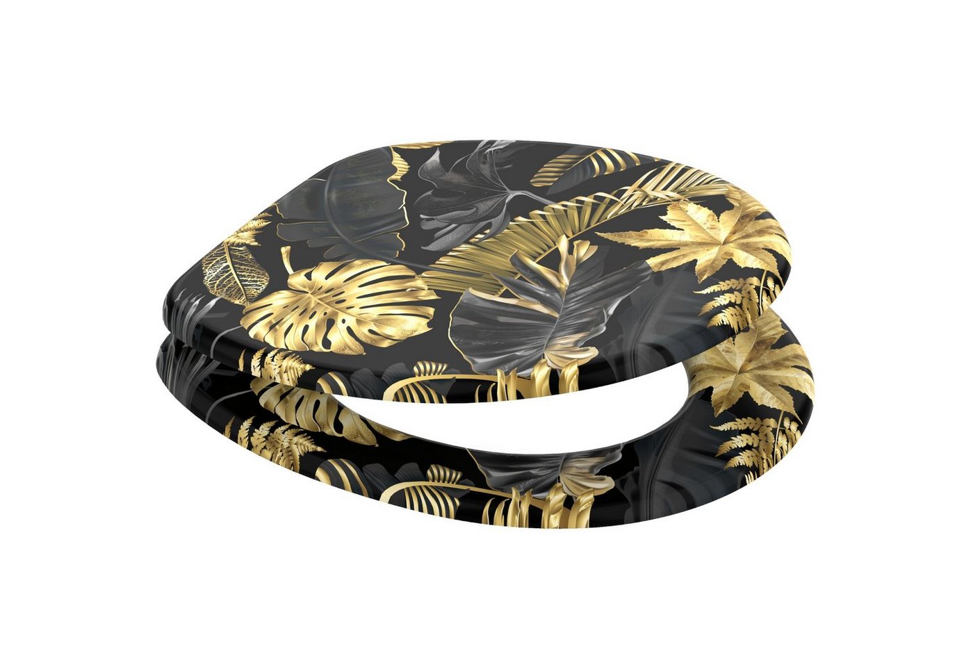 Sanilo WC-Sitz Golden Leaves, universell, leichte Montage, hochwertig & modern – Bild 4 von 5