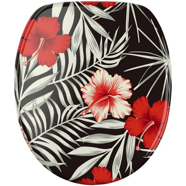 Sanilo WC-Sitz Hibisca mit Absenkautomatik, Toilettendeckel direkt vom Hersteller, hochwertig & modern mit Motiv, universell, leichte Montage