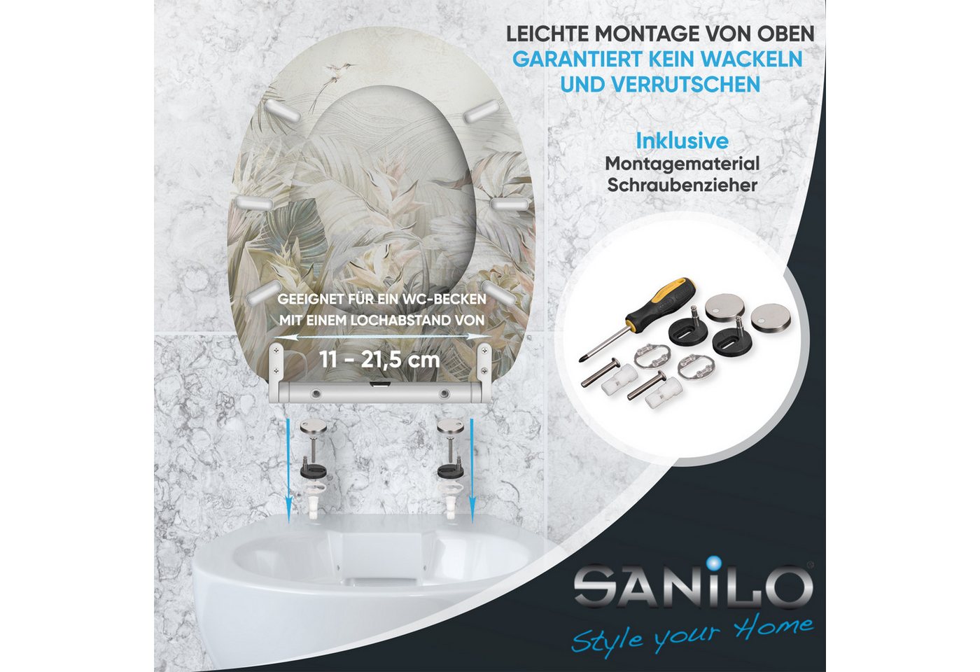 Sanilo WC-Sitz Hortus mit Absenkautomatik & Quick Release, Premium Toilettendeckel, abnehmbar, leichte Montage von oben – Bild 5 von 5