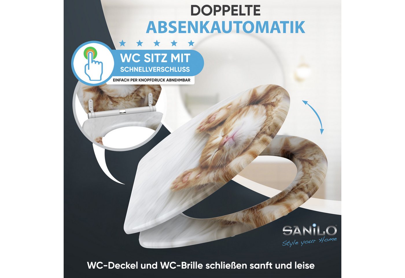 Sanilo WC-Sitz Lilly mit Absenkautomatik & Quick Release, Premium Toilettendeckel, abnehmbar, leichte Montage von oben – Bild 3 von 5