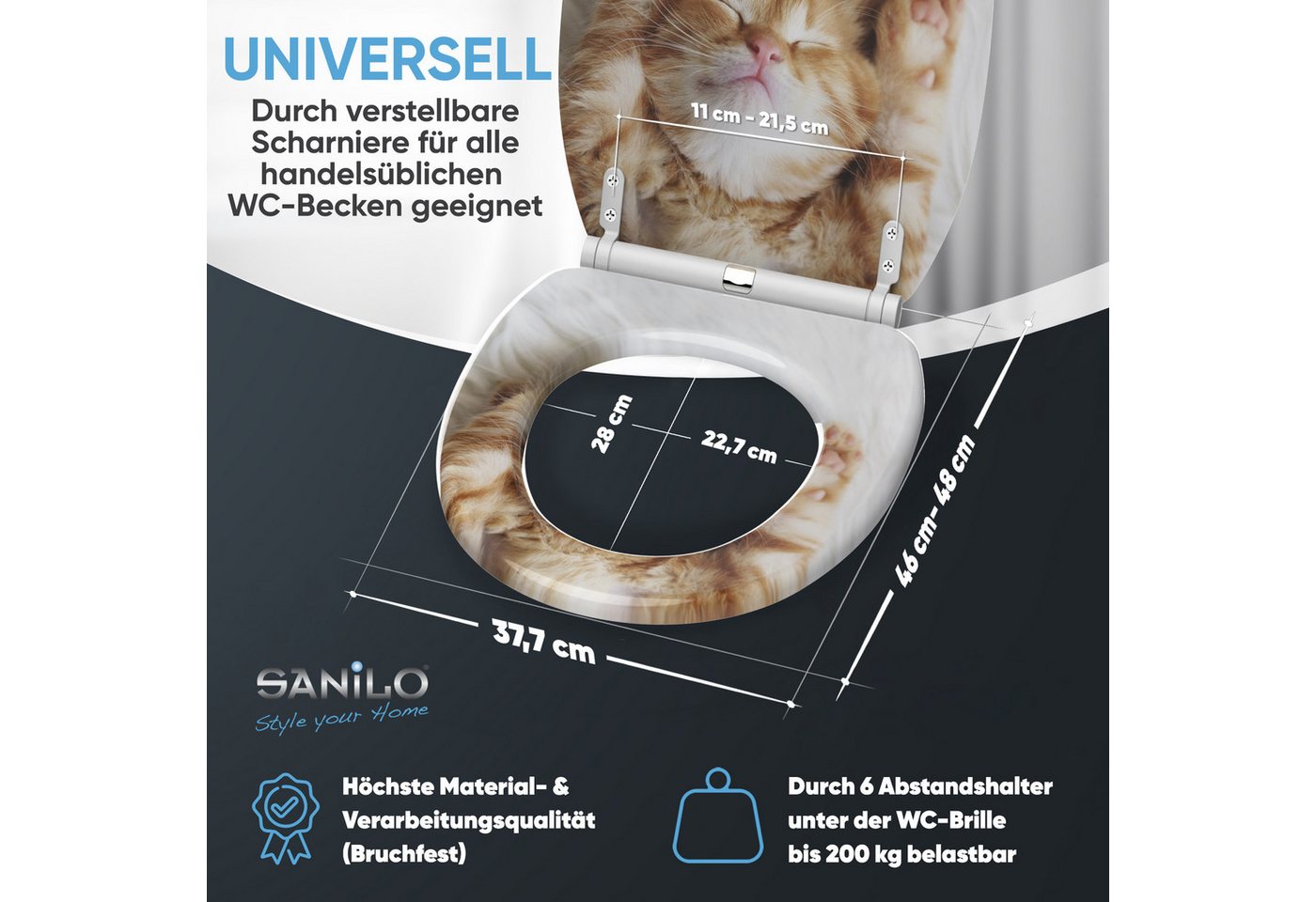 Sanilo WC-Sitz Lilly mit Absenkautomatik & Quick Release, Premium Toilettendeckel, abnehmbar, leichte Montage von oben – Bild 4 von 5