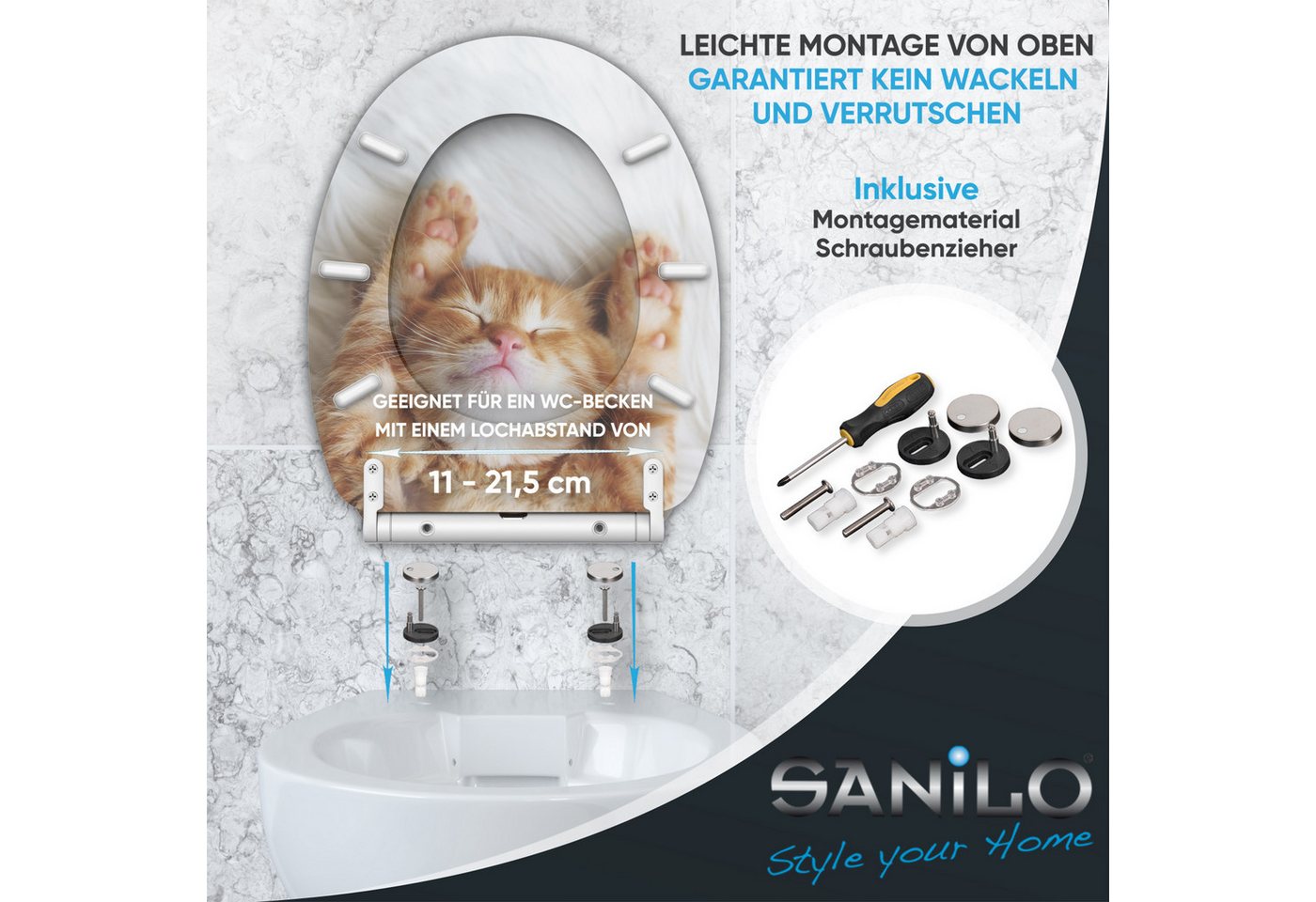 Sanilo WC-Sitz Lilly mit Absenkautomatik & Quick Release, Premium Toilettendeckel, abnehmbar, leichte Montage von oben – Bild 5 von 5