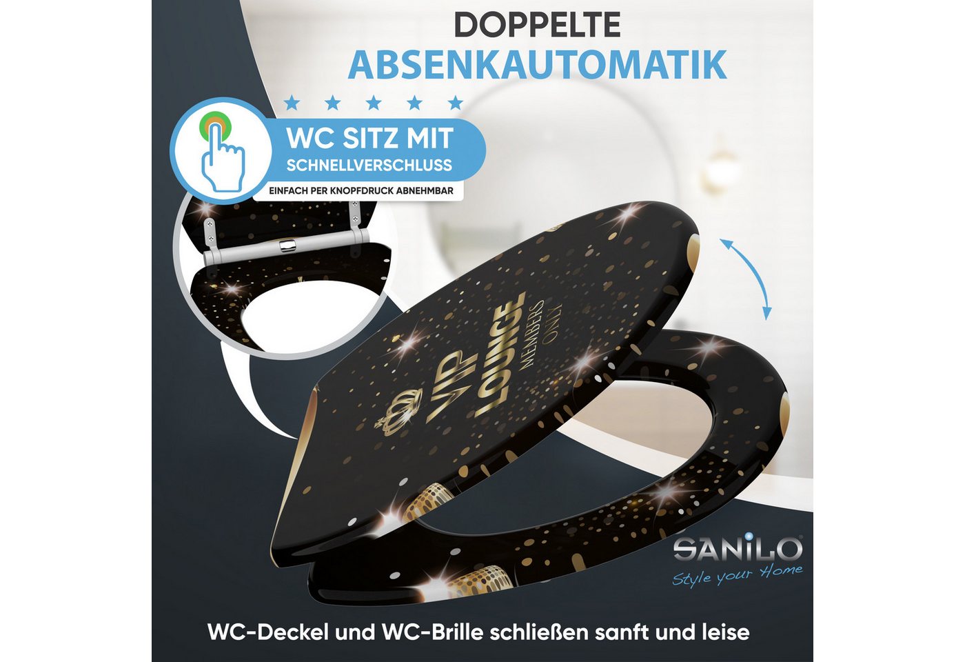 Sanilo WC-Sitz mit Absenkautomatik, viele Toilettendeckel direkt vom Hersteller, hochwertig, abnehmbar, leichte Montage von oben, mit Schraubenzieher – Bild 3 von 5