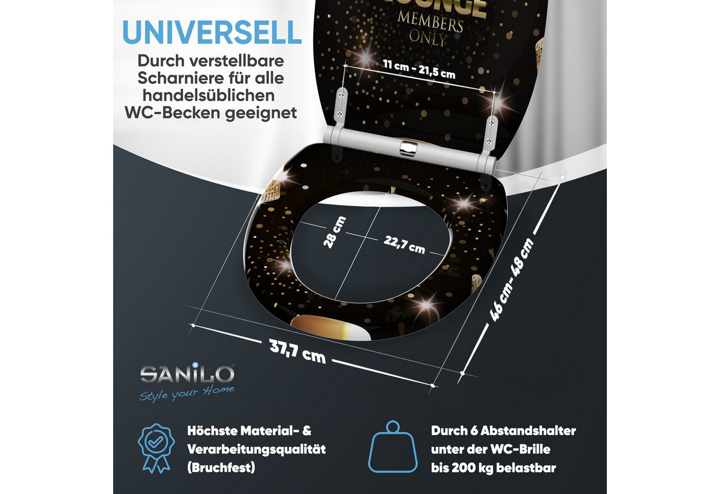 Sanilo WC-Sitz mit Absenkautomatik, viele Toilettendeckel direkt vom Hersteller, hochwertig, abnehmbar, leichte Montage von oben, mit Schraubenzieher – Bild 4 von 5