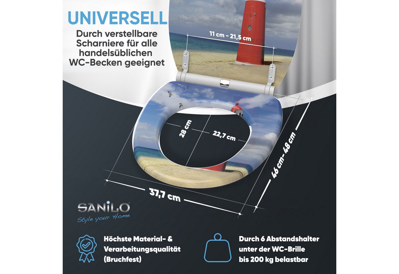 Sanilo WC-Sitz mit Absenkautomatik, viele Toilettendeckel direkt vom Hersteller, hochwertig, abnehmbar, leichte Montage von oben, mit Schraubenzieher – Bild 4 von 5