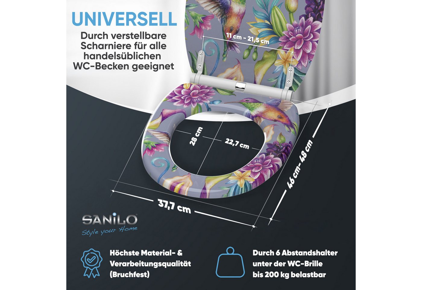 Sanilo WC-Sitz mit Absenkautomatik, viele Toilettendeckel direkt vom Hersteller, hochwertig, abnehmbar, leichte Montage von oben, mit Schraubenzieher – Bild 4 von 5