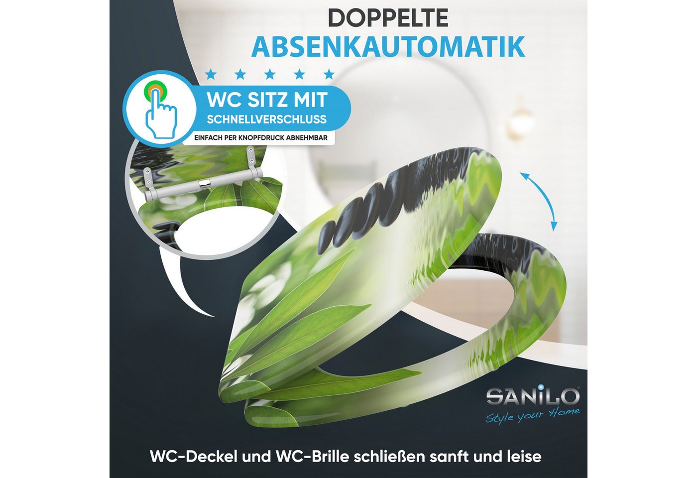 Sanilo WC-Sitz mit Absenkautomatik, viele Toilettendeckel direkt vom Hersteller, hochwertig, abnehmbar, leichte Montage von oben, mit Schraubenzieher – Bild 3 von 5