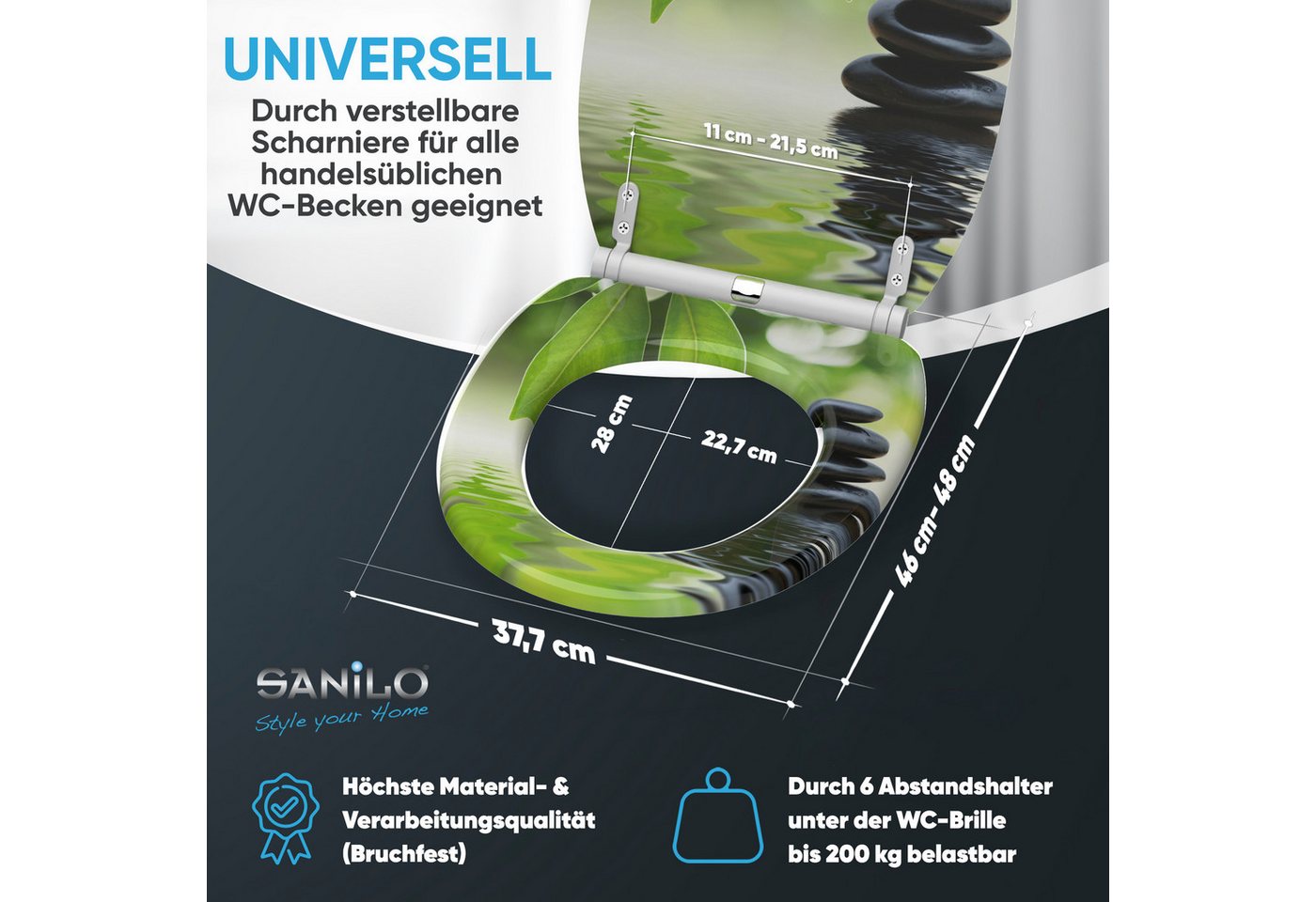 Sanilo WC-Sitz mit Absenkautomatik, viele Toilettendeckel direkt vom Hersteller, hochwertig, abnehmbar, leichte Montage von oben, mit Schraubenzieher – Bild 4 von 5