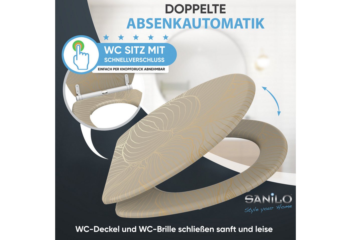 Sanilo WC-Sitz mit Absenkautomatik, viele Toilettendeckel direkt vom Hersteller, hochwertig, abnehmbar, leichte Montage von oben, mit Schraubenzieher – Bild 3 von 5