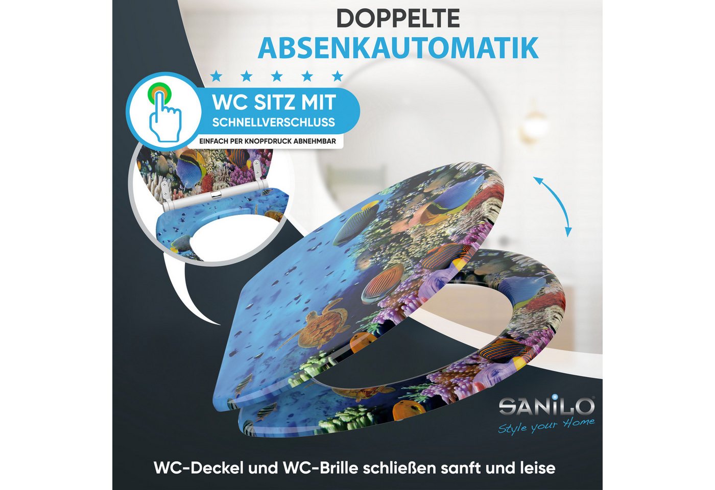 Sanilo WC-Sitz mit Absenkautomatik, viele Toilettendeckel direkt vom Hersteller, hochwertig, abnehmbar, leichte Montage von oben, mit Schraubenzieher – Bild 3 von 5