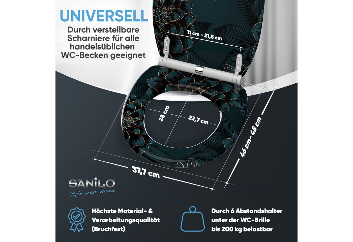 Sanilo WC-Sitz mit Absenkautomatik, viele Toilettendeckel direkt vom Hersteller, hochwertig, abnehmbar, leichte Montage von oben, mit Schraubenzieher – Bild 4 von 5