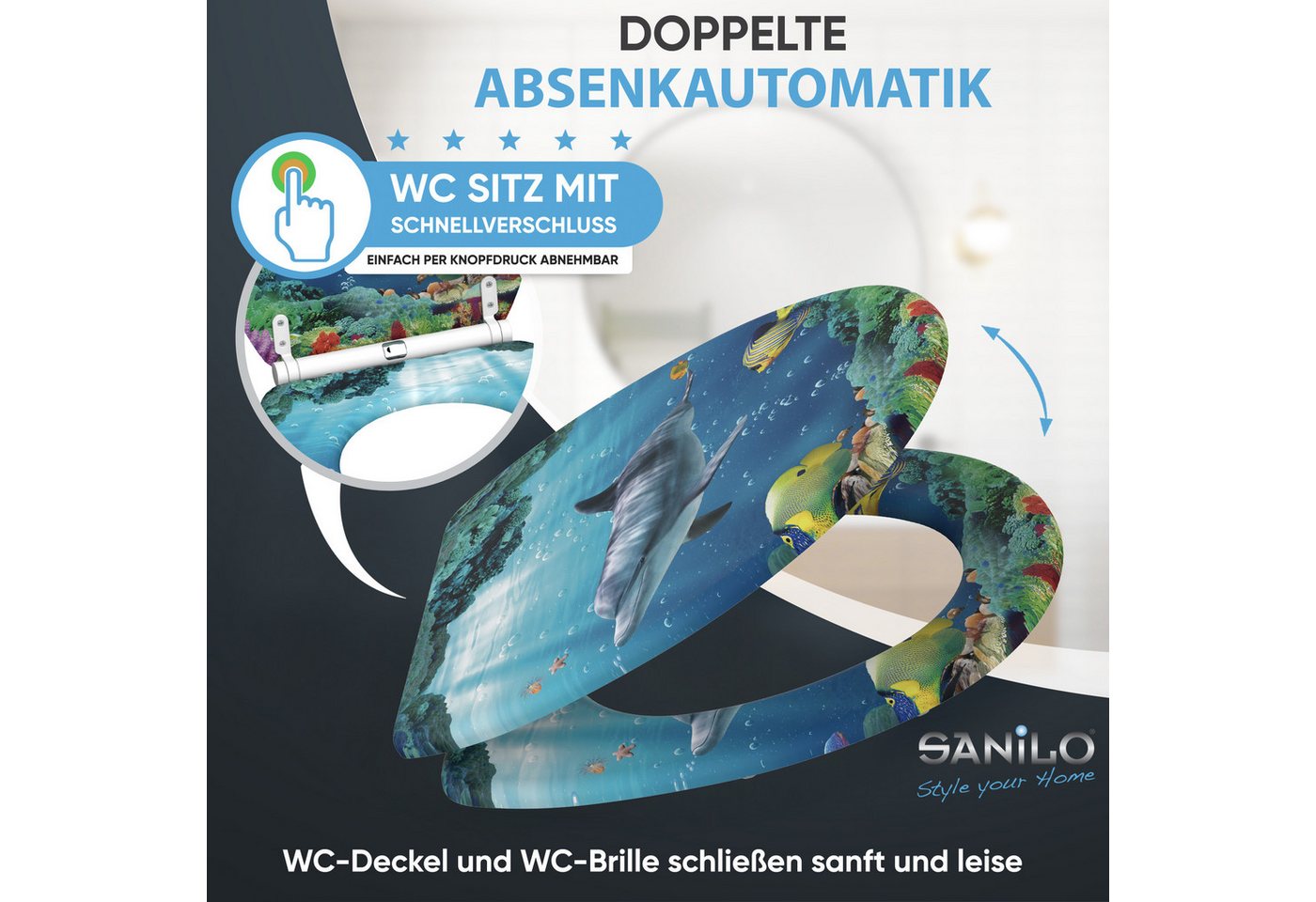 Sanilo WC-Sitz mit Absenkautomatik, viele Toilettendeckel direkt vom Hersteller, hochwertig, abnehmbar, leichte Montage von oben, mit Schraubenzieher – Bild 3 von 5