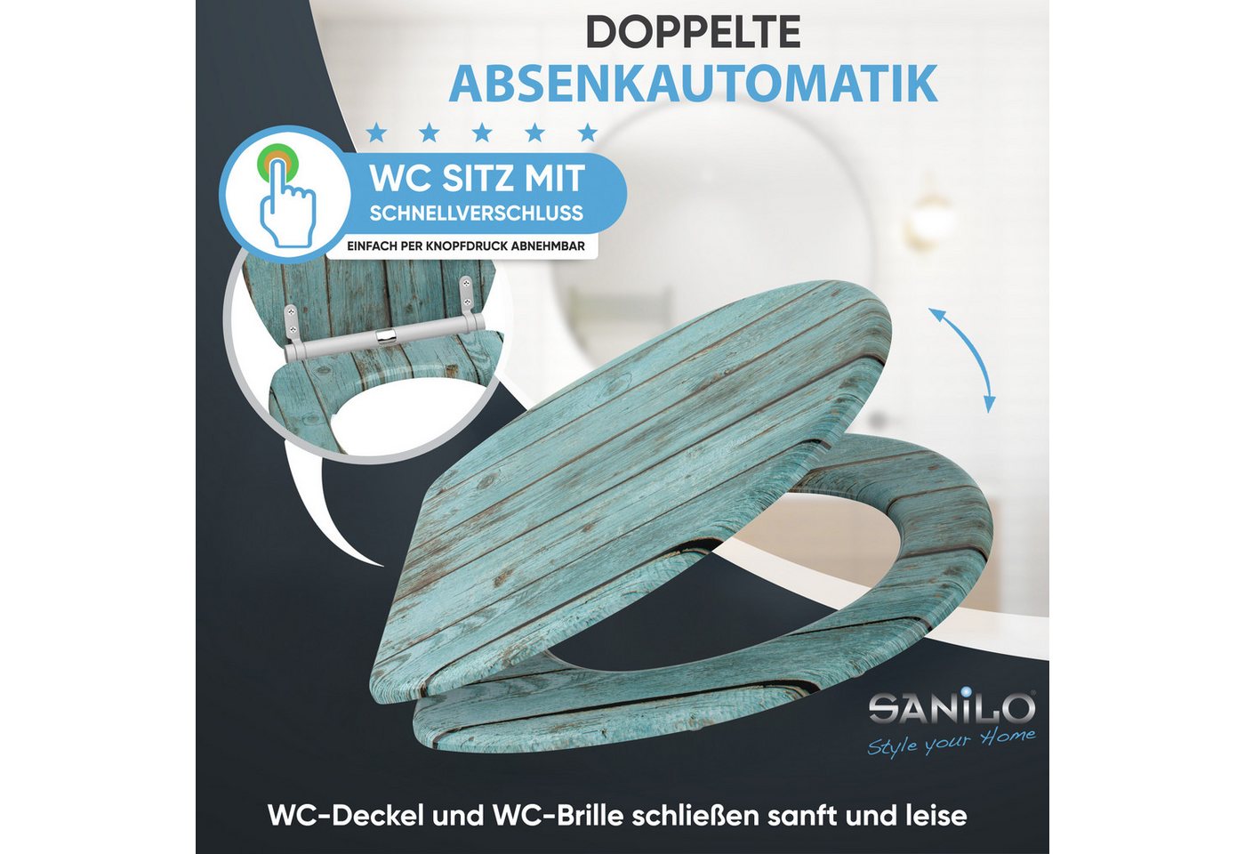 Sanilo WC-Sitz mit Absenkautomatik, viele Toilettendeckel direkt vom Hersteller, hochwertig, abnehmbar, leichte Montage von oben, mit Schraubenzieher – Bild 3 von 5