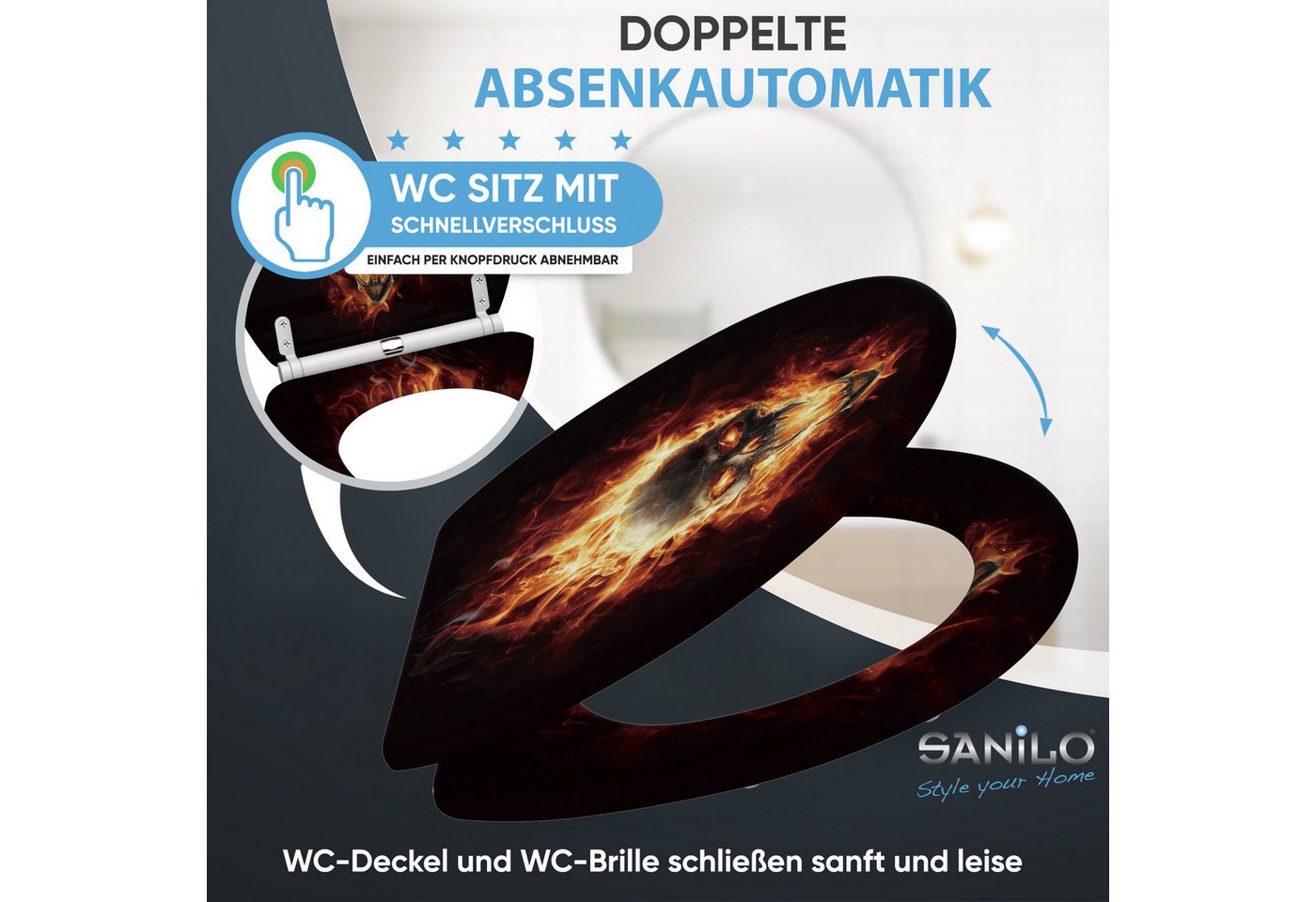 Sanilo WC-Sitz mit Absenkautomatik, viele Toilettendeckel direkt vom Hersteller, hochwertig, abnehmbar, leichte Montage von oben, mit Schraubenzieher – Bild 3 von 5