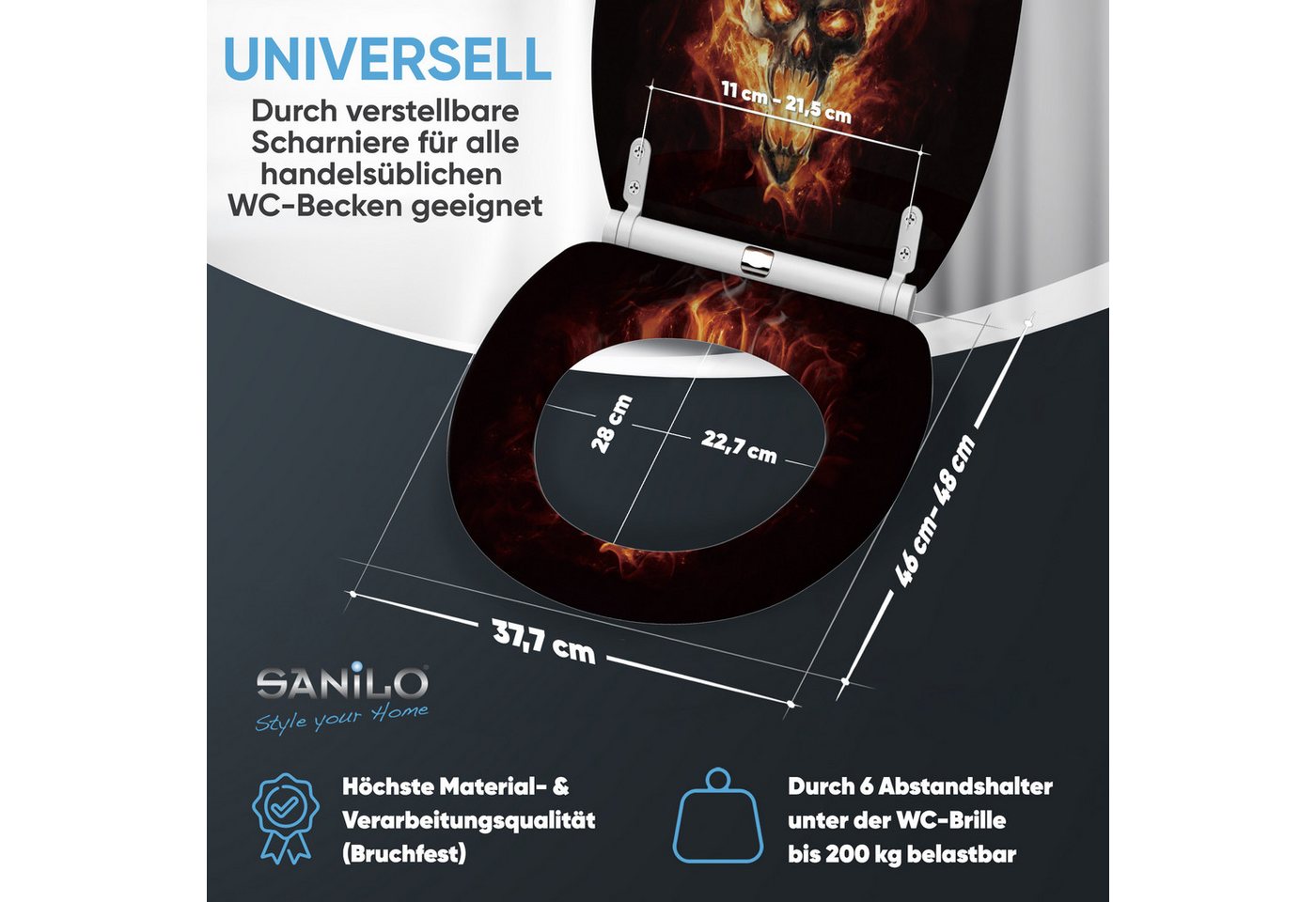Sanilo WC-Sitz mit Absenkautomatik, viele Toilettendeckel direkt vom Hersteller, hochwertig, abnehmbar, leichte Montage von oben, mit Schraubenzieher – Bild 4 von 5