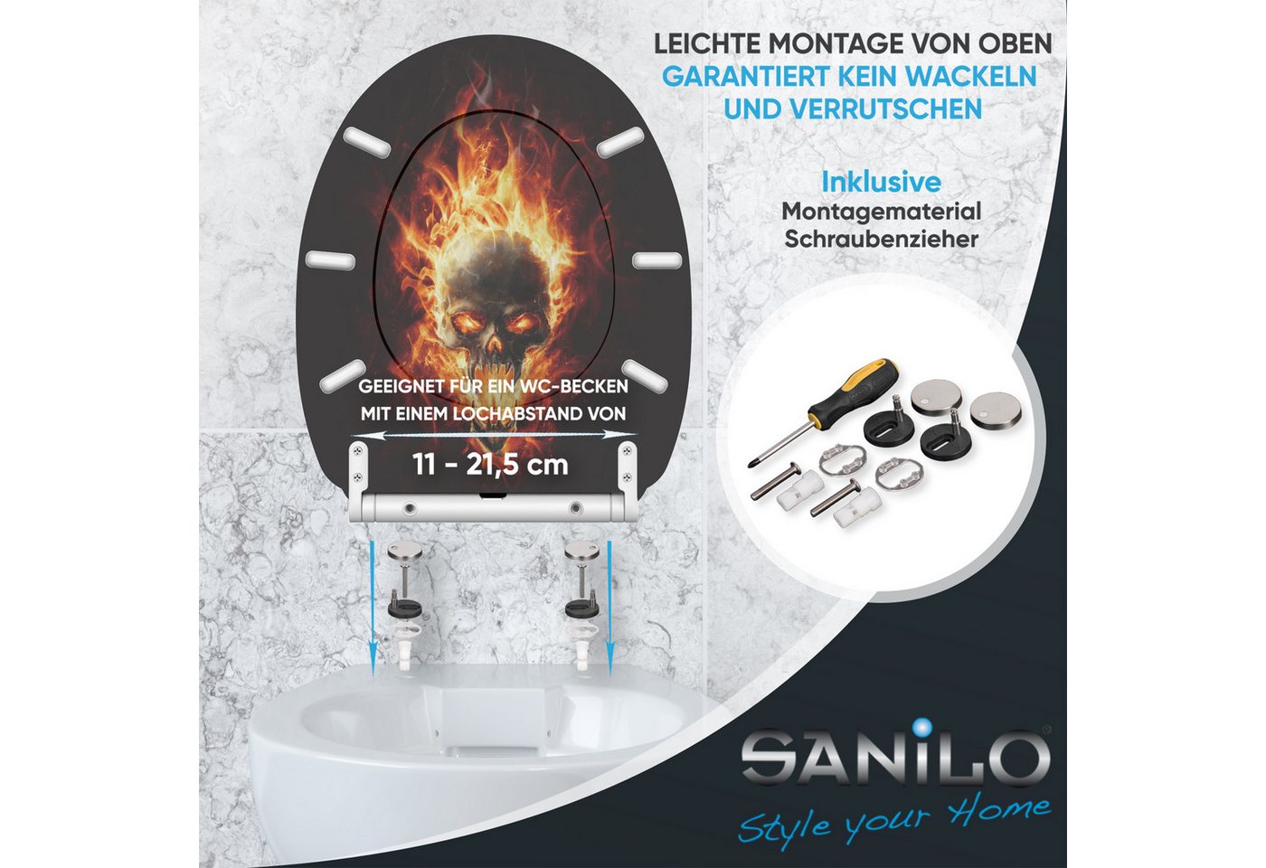 Sanilo WC-Sitz mit Absenkautomatik, viele Toilettendeckel direkt vom Hersteller, hochwertig, abnehmbar, leichte Montage von oben, mit Schraubenzieher – Bild 5 von 5