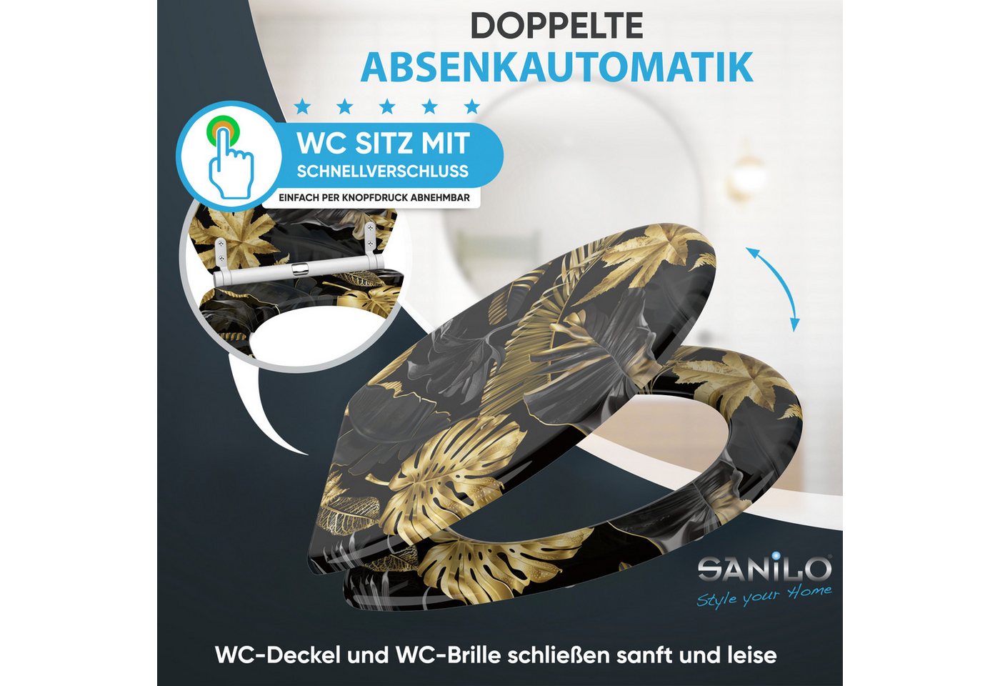 Sanilo WC-Sitz mit Absenkautomatik, viele Toilettendeckel direkt vom Hersteller, hochwertig, abnehmbar, leichte Montage von oben, mit Schraubenzieher – Bild 3 von 5