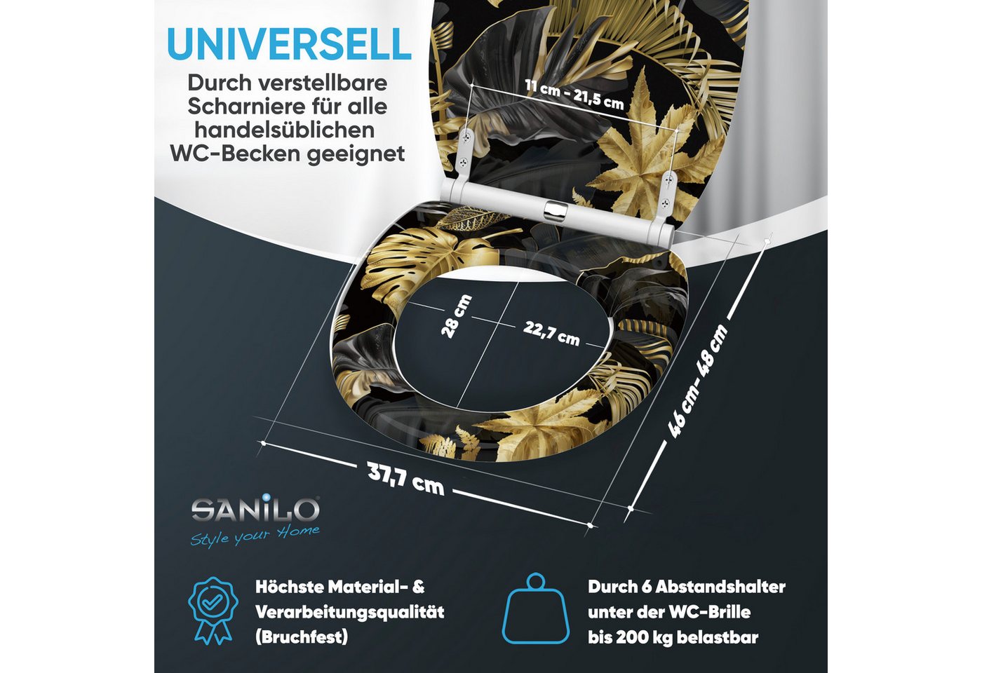 Sanilo WC-Sitz mit Absenkautomatik, viele Toilettendeckel direkt vom Hersteller, hochwertig, abnehmbar, leichte Montage von oben, mit Schraubenzieher – Bild 4 von 5